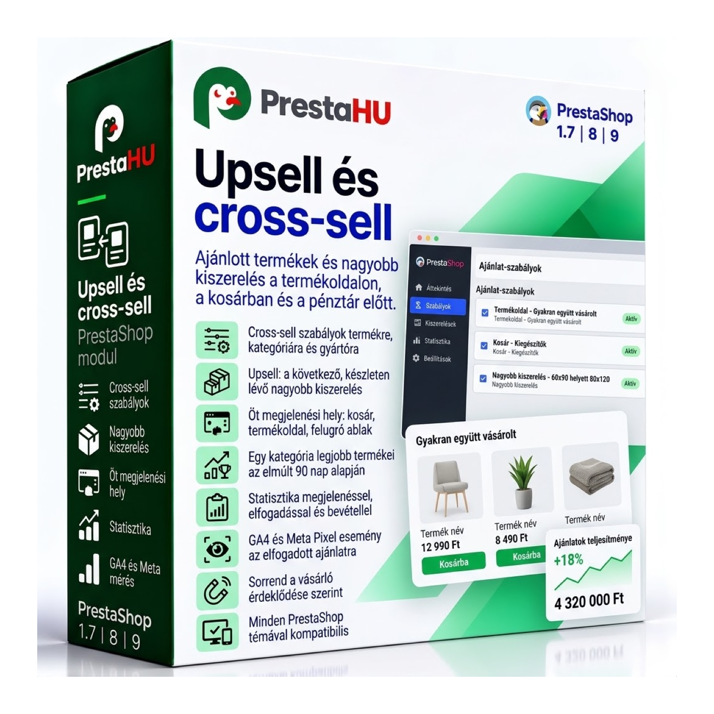 Upsell és cross-sell PrestaShop modul – kapcsolódó termékek