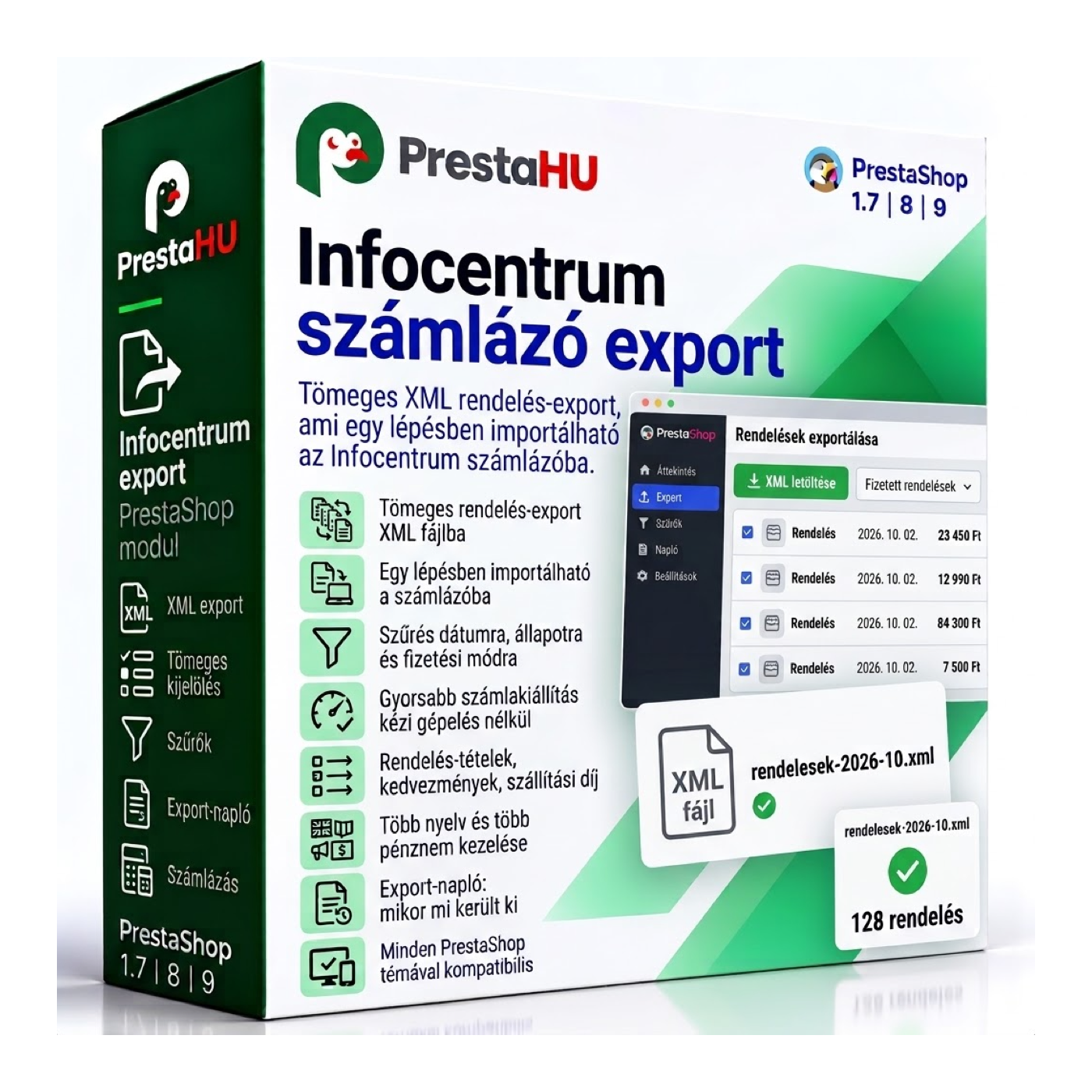 PrestaShop rendelés export Infocentrum számlázóba