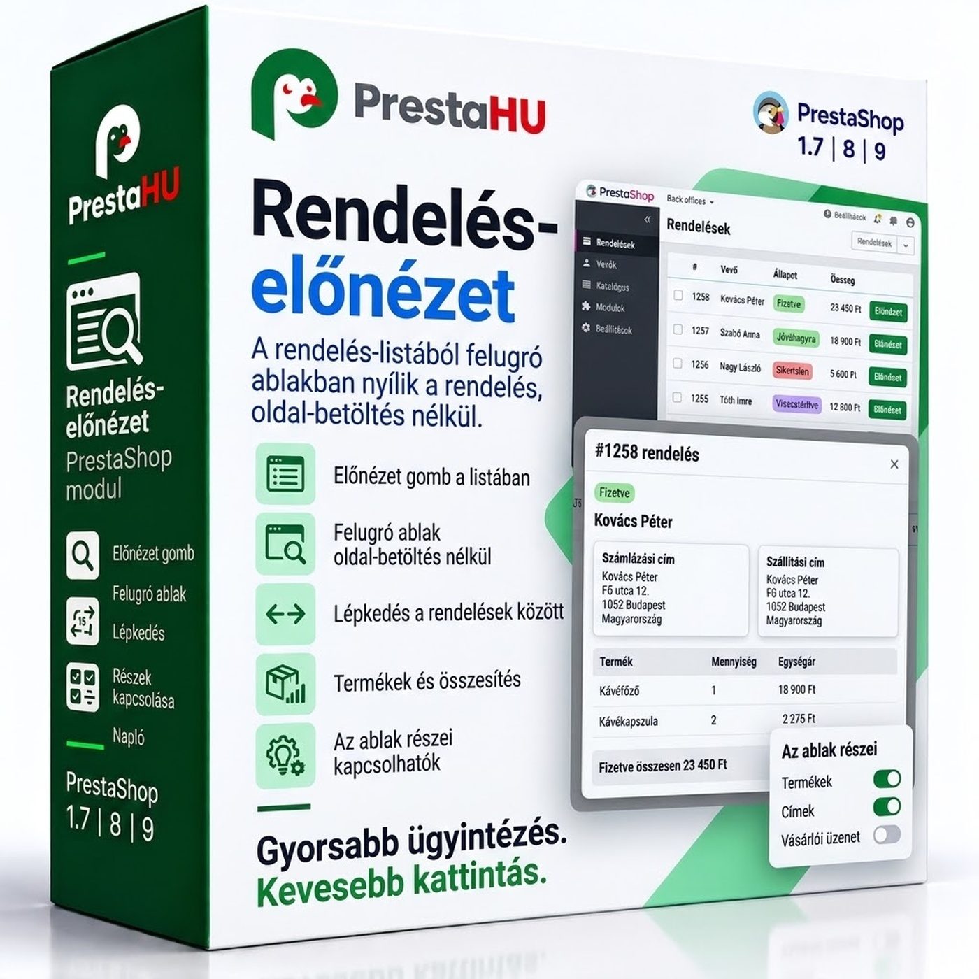 Rendelés-előnézet PrestaShop modul – rendelés a listából | PrestaHU