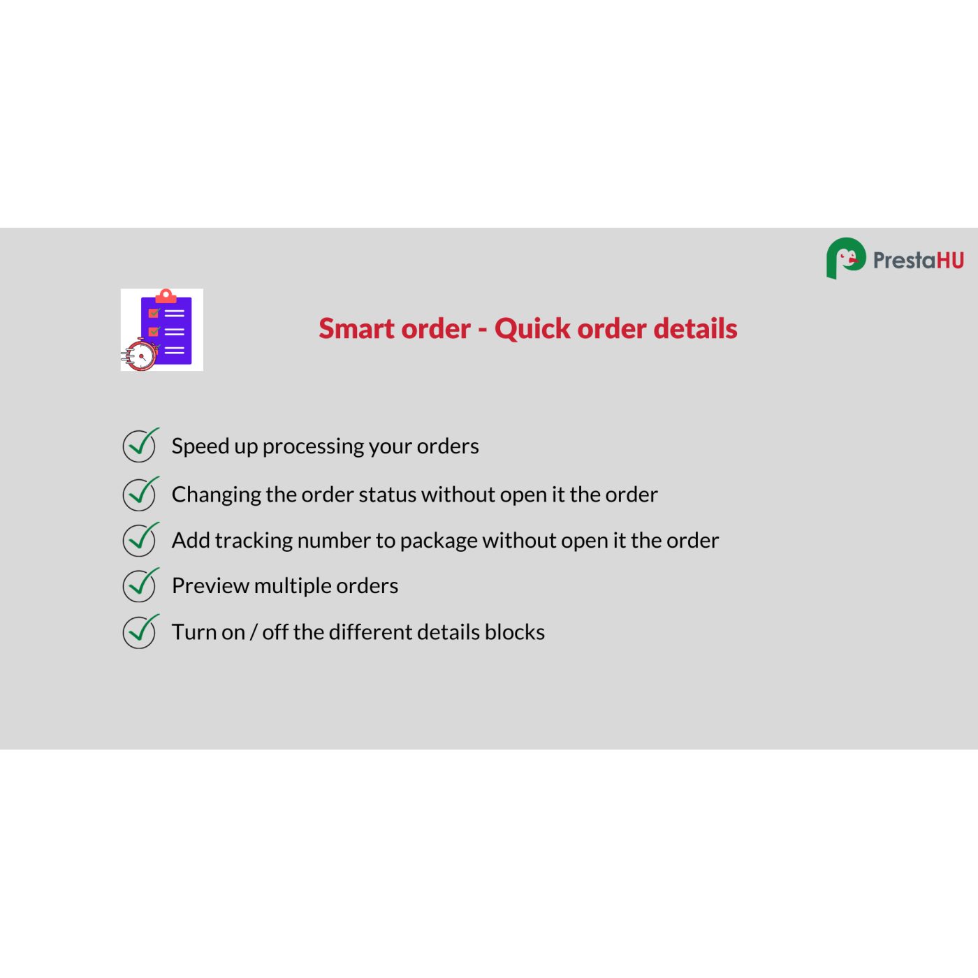 Rendelés-előnézet PrestaShop modul – rendelés a listából | PrestaHU
