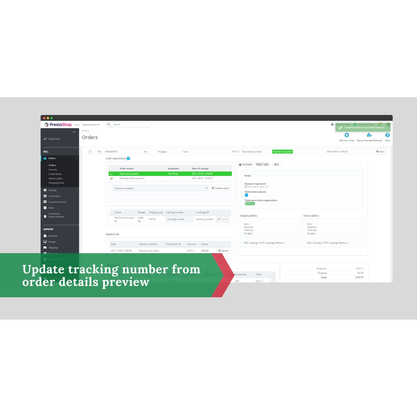 Rendelés-előnézet PrestaShop modul – rendelés a listából | PrestaHU