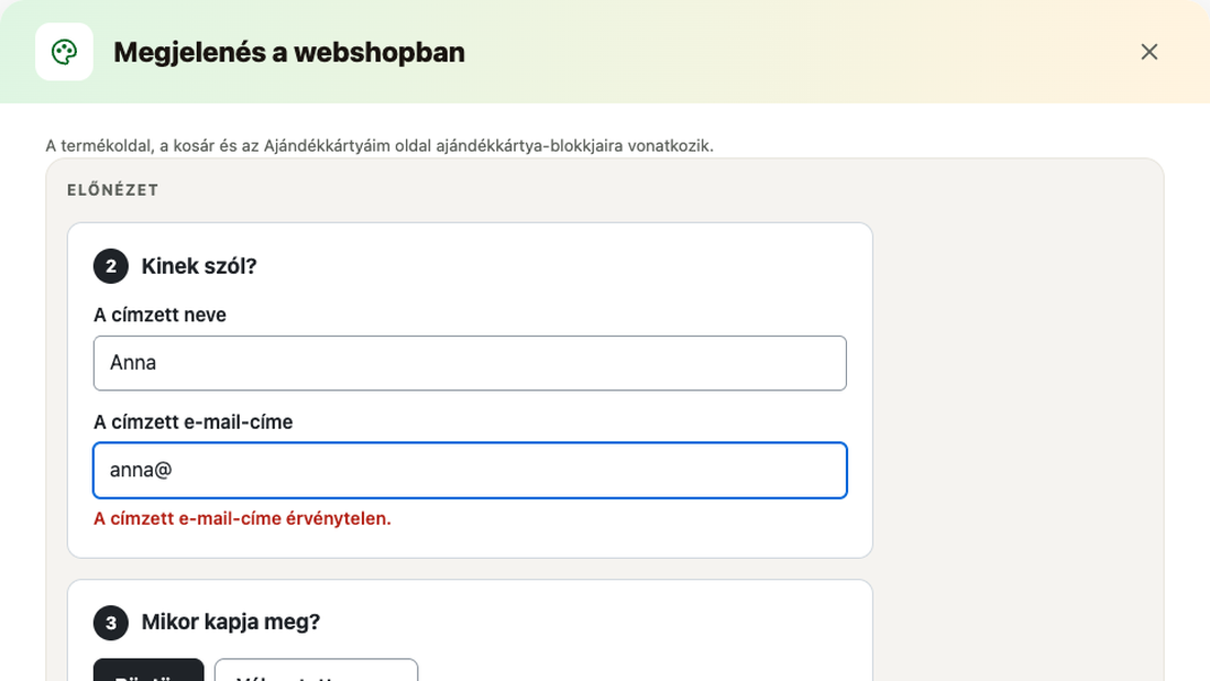 Megjelenés a webshopban: színek és formák élő előnézettel